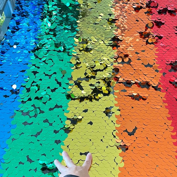 Pride Rainbow Sequins Fabric - Picture 3 of 3